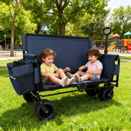 3-in-1 Convertible Folding Wagon with 500lb Steel Frame and All-terrain Swivel Wheels