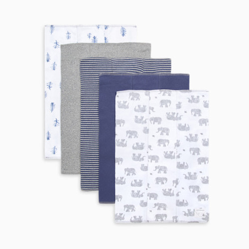 Organic Burp Cloth (5 Pack) - Wandering Elephants
