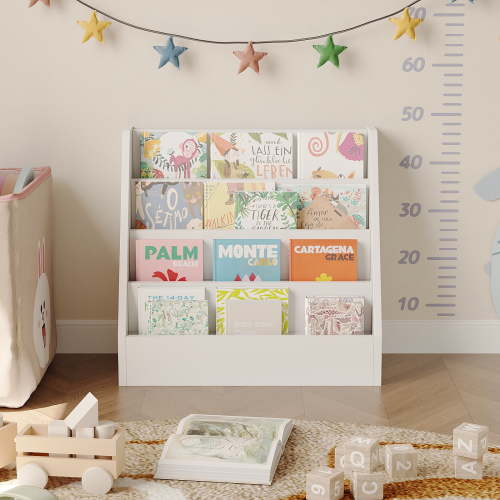 Zenira 4-Tier Bookshelf - Retro wooden step storage rack, multi-level desktop storage rack, display stand