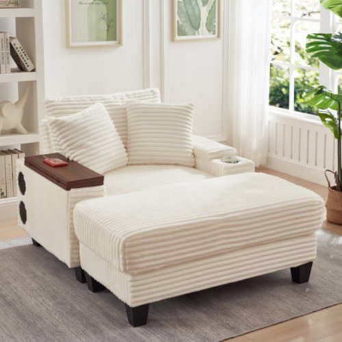 Latitude Run® 54" Corduroy Storage Armchair With Footstool Multi-functional Single Seater Sofa | Wayfair