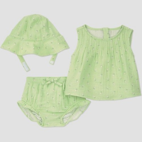 Carter's Just One You® Baby Girls' 3pc Floral Tank Top with Bloomer and Hat Set - Green Newborn