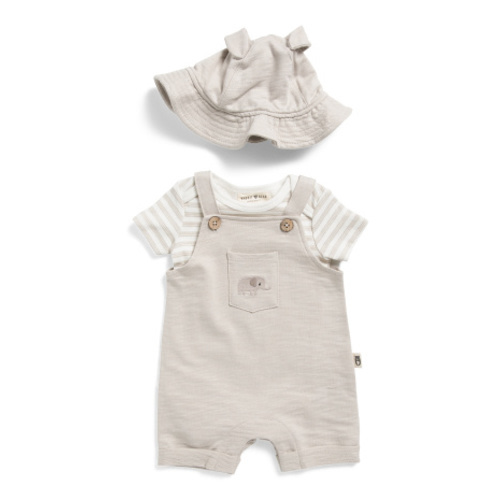 Newborn Boys 2pc French Terry Striped Bodysuit And Shortalls Set | Baby Boys (0-24m) | Marshalls