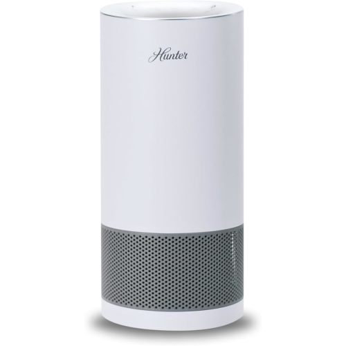 Hunter HP450UV Round Air Purifiers for Home, True HEPA Air Purifier Tower for Pets, Odors, Allergens, Smoke, Dust, VOC's. HEPA Air Purifiers for Bedroom and Small Room. White