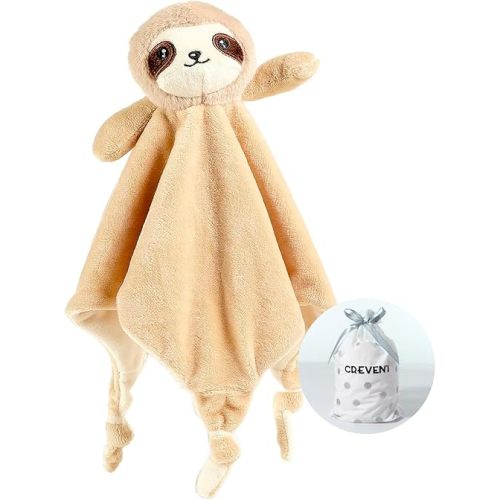 CREVENT Cozy Plush Baby Security Blanket, Loveys for Baby Girls and Boys, Birthday (Sloth)