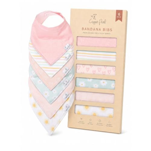 Copper Pearl Baby Bibs 4 Pack, Bandana Drool Bibs for Baby Girl & Boy, Soft Cotton Bibs for Drooling and Teething