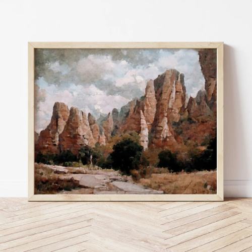 Zion National Park | Utah, USA | Vintage Landscape Oil Painting | Warm Rustic | Wall Art | Printable Digital Download | #77