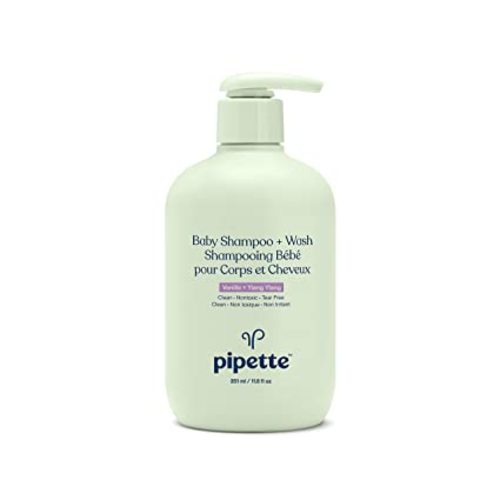 Pipette Baby Shampoo and Body Wash - Vanilla + Ylang Ylang, Tear-Free Bath Time, Hypoallergenic, Moisturizing Plant-Derived Squalane, Non-Toxic, Sulfate Free, 11.8 fl oz
