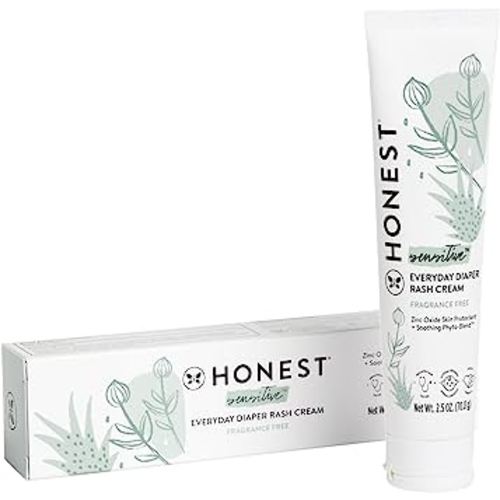 The Honest Company Organic Baby Diaper Rash Cream | Moisturizing + Calming Zinc Oxide Ointment | NSF Certified, Cruelty Free | 2.5 oz