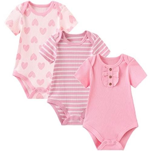 Chamie Newborn Baby Onesies 3-Pack Short Sleeve Bodysuit Baby Clothes for Boys and Girls