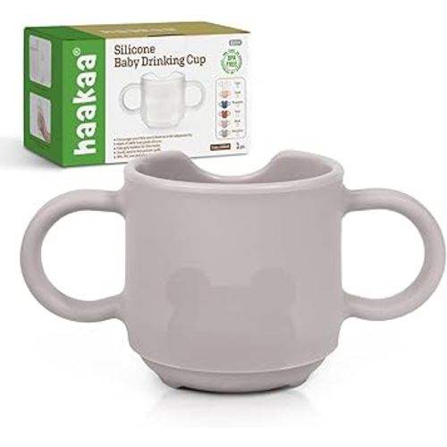 haakaa Silicone Toddler Cups, BPA Free Drop-Proof Training Open Cups for Baby 6 Months+, 5 Ounce (Suva Grey)