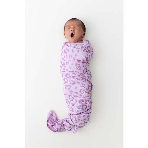 Swaddle Blanket in Thistle Leopard