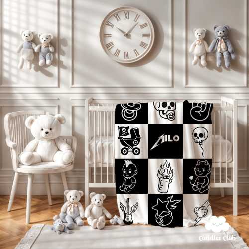 Personalized Rock Music Baby Blanket - Gender Neutral Nursery Decor