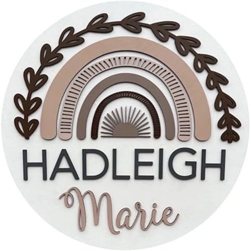 Custom Nursery Name Sign, boho theme nursery sign, girls nursery wall decor, rainbow name sign (Rainbow Theme)