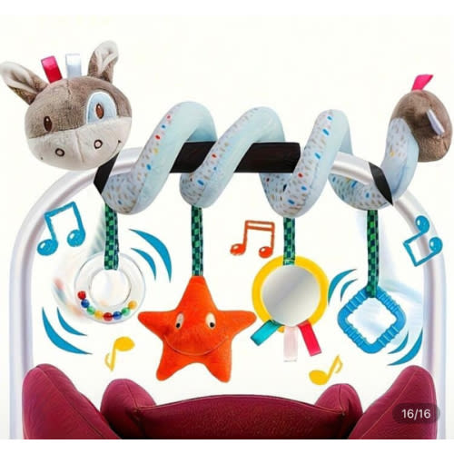Spiral Stroller Toy, 0-6 Months, Plush Hanging Baby Rattle Sensory Toy, Mobile Cradle, Suitable For 0 3 6 9 12 Months Baby Boys Girls, Ideal Gift (Some Color May Be Random)