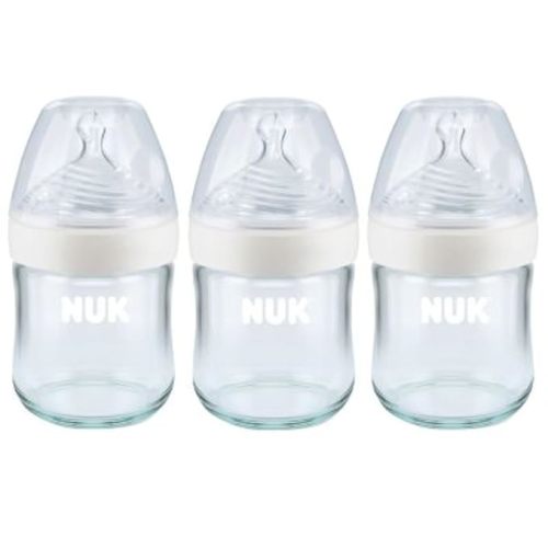NUK Simply Natural Glass Baby Bottles, 4 oz, 3 Pack