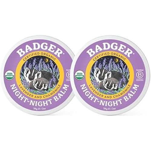 Badger - Night Night Balm, Chamomile & Lavender, Natural Sleep Balm for Kids, Scented Relaxing for Children, Kids Organic Sleep Balm, 2 oz (2 Pack)