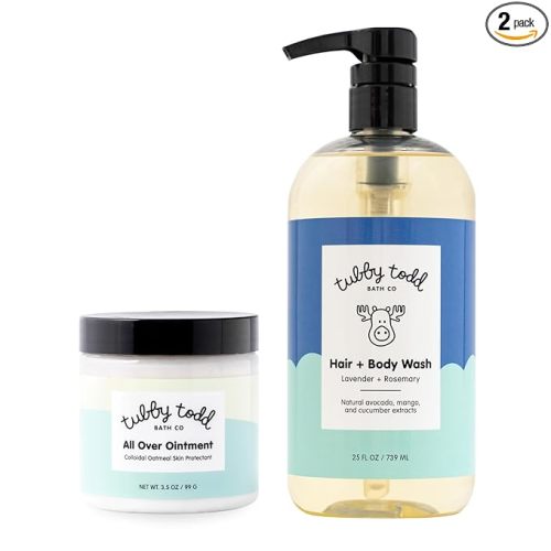 TUBBY TODD's Baby Body Wash & All Over Ointment Eczema Set - Gentle, Hypoallergenic Skincare for Newborns & Toddlers - 25oz, Lavender Rosemary