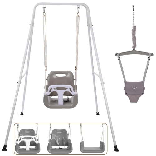 G TALECO GEAR 2 in 1 Baby Jumper and Bouncer, Baby Swing Outdoor, Toddler Swing Sets for Kids Age 1-3, Gray