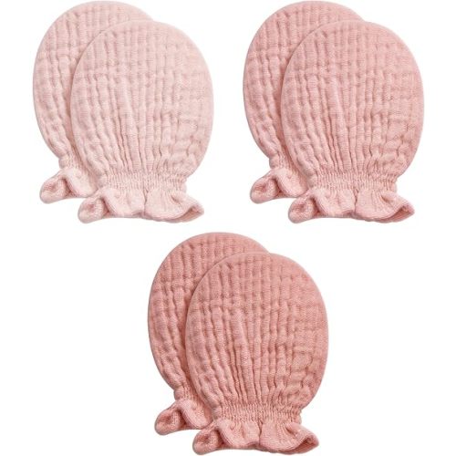 Pro Goleem Muslin Baby Mittens for Newborn, 100% Cotton No Scratch Soft Breathable Gloves for Boys and Girls 0-6 months