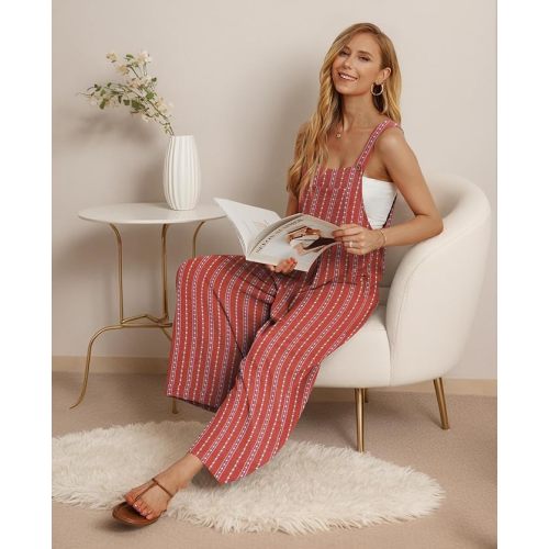 IWOLLENCE Women's Summer Jumpsuits Boho Wide Leg Overalls Casual Loose Rompers with Pockets 2026