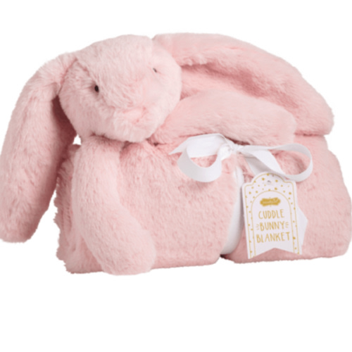 Pink Plush Bunny Blanket | Soft Faux Fur Kids Easter Gift | Mud Pie
