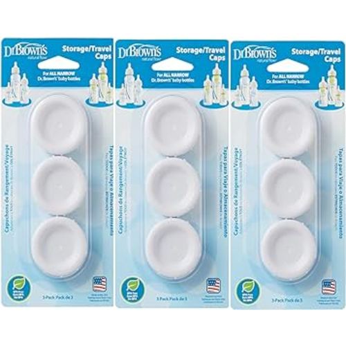Dr. Brown's Natural Flow Standard Storage Travel Caps Replacement, 9 Count (Pack of 1)