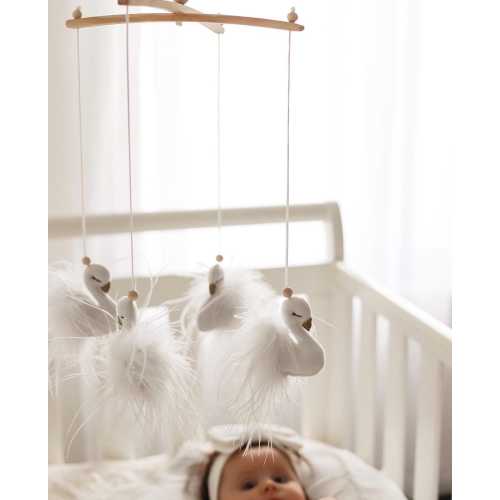 Swan Baby Mobile for Nursery, Handmade Swan Nursery Mobile, Baby Girl Nursery Decor, Baby Shower Gift