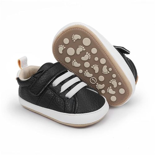 SOFMUO Baby Boys Girls High Top Ankle PU Leather Sneakers Soft Rubber Sole Infant Moccasins Newborn Oxford Loafers Anti-Slip Toddler Wedding Uniform Dress Shoes