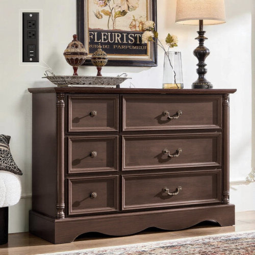 Charlton Home® 47"W Farmhouse 6 Wide Drawer Dresser, Bedroom Chest of Drawers With Anti-Tip Design & Reviews | Wayfair