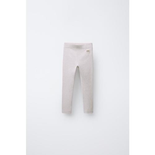 LABEL DETAIL RIBBED LEGGINGS - Sand / Marl | ZARA United States