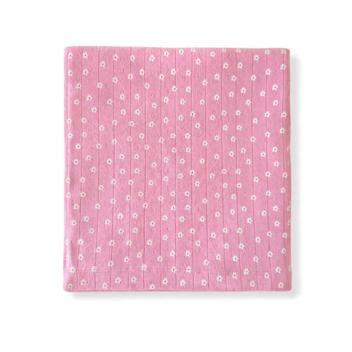 Pink Flower / Organic Pointelle Swaddle