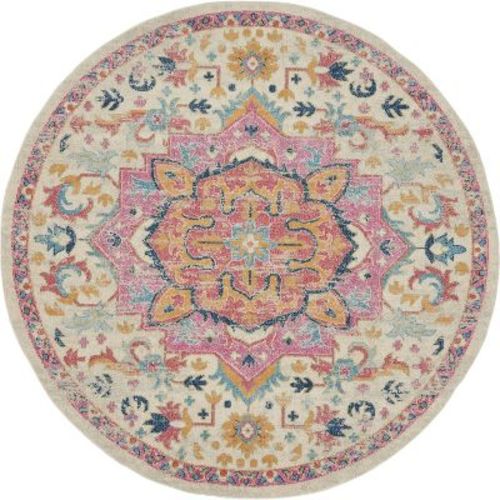 Nourison Passion Boho Medallion Area Rug Ivory/Pink 8' x Round