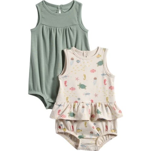 2-Pack Assorted Stretch Organic Cotton Bodysuits, 9M