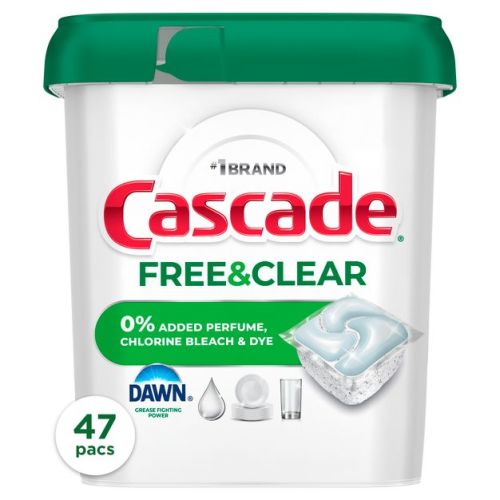 Cascade ActionPacs Free & Clear Dishwater Detergents - Unscented - 47ct
