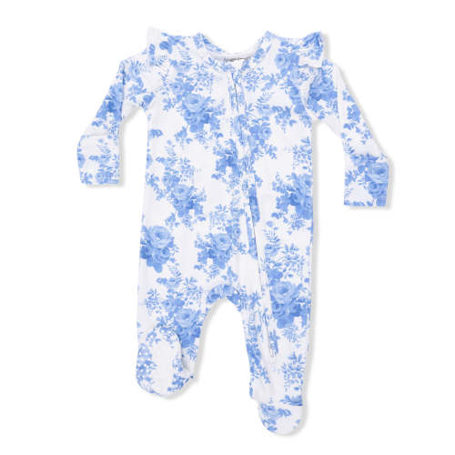 2-Way Zip Ruffle Sleeve Footie, Dream Cottage Floral