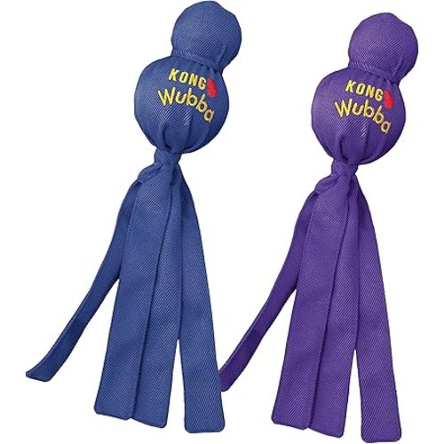 KONG Wubba Dog Toy 2 Pack – Durable Interactive Tug & Toss Toy with Reinforced Nylon, Floppy Tails for Fetch, Shake & Squeaky Play (Extra Large, 2 Pack)