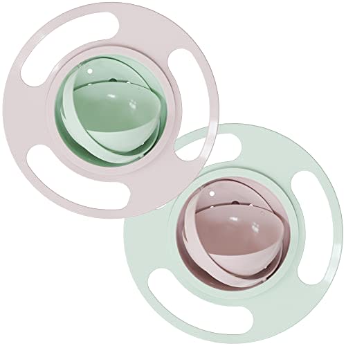 CheemZ 2-in-1 Gyro Bowl Set: Peach & Light Green - Baby Magic Bowl with 360° Rotations for Toddlers (1-3 Years) - Spill-Resistant Design, Includes Lid for Mess-Free Snacking