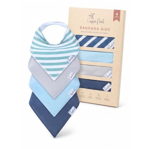 Copper Pearl Baby Bibs 4 Pack & 6 Pack, Bandana Drool Bibs for Baby Girl & Boy, Soft Cotton Bibs for Drooling and Teething