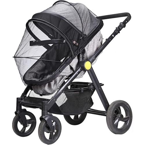 LIHAO Universal Mosquito Net for Stroller, Baby Bug Net with Two-Way Zippers & Storage Bag, Breathable & Foldable Mosquito Nets for Strollers,Car Seat,Bassinet,Cradle (Black)