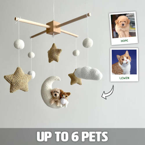 Pet Moon Brown | Custom Crochet Pet Nursery Baby Mobile – My Dollfy