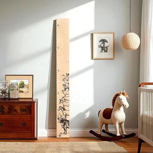 Headwaters Studio Wooden Growth Chart – Kids Height Chart, Wall Measurement for Kids, Height Chart for Wall, Growth Ruler for Children – Farm Animals, Natural - 63" x 6.7"