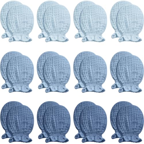 Pro Goleem Muslin Baby Mittens for Newborn, 100% Cotton No Scratch Soft Breathable Gloves for Boys and Girls 0-6 months