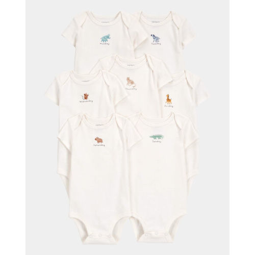 Baby 7-Pack Days Of The Week Short-Sleeve Cotton Bodysuits - Ivory | Carter's