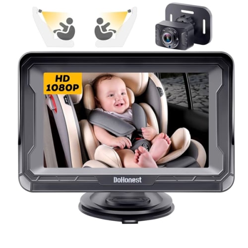 DoHonest Baby Car Camera HD 1080P - Rear-Facing Car Baby Monitor with Night Vision, Adjustable View Angle, Easy Setup, Anti-Glare Display, Safety for Kids & Infants