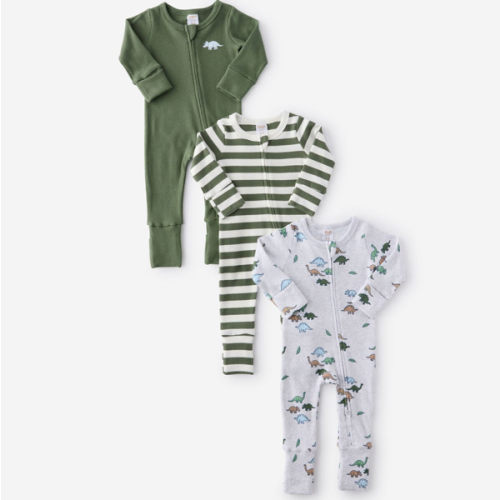 Baby Green The 3Pk Long Sleeve Rib Romper | Cotton On Kids Australia