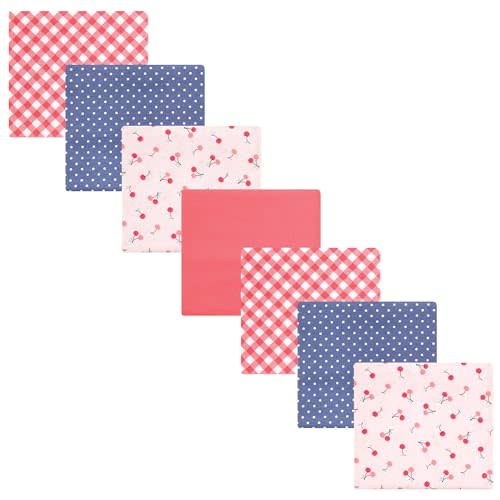 Hudson Baby Unisex Baby Cotton Flannel Receiving Blankets Bundle, Cherry Sweet, One Size
