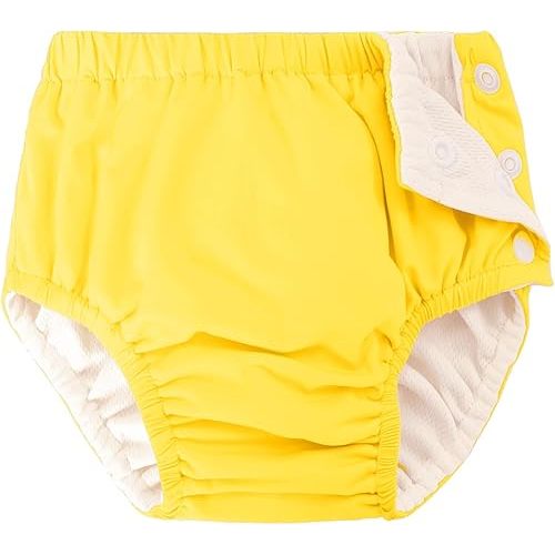 Baby Newborn Reusable Swim Diapers Infant Unisex Washable Swim Diaper Toddler Swimming Diapers Yellow, 6-18 Months