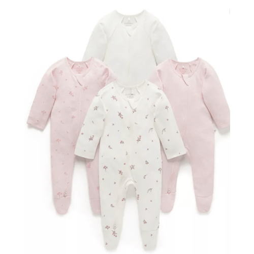 Purebaby Baby Girls Zip Coverall 4 Pack