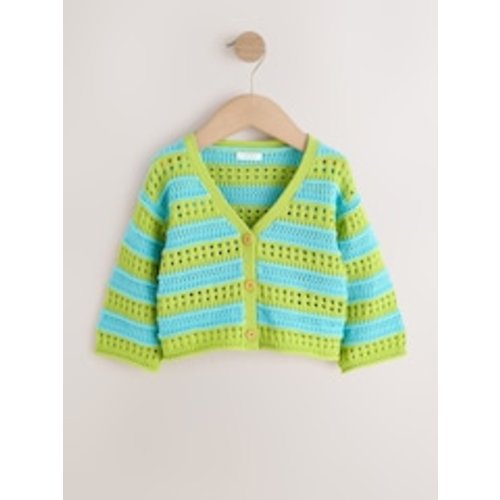 Green/Blue V-Neck Crochet Cardigan from Next USA (12-18m)