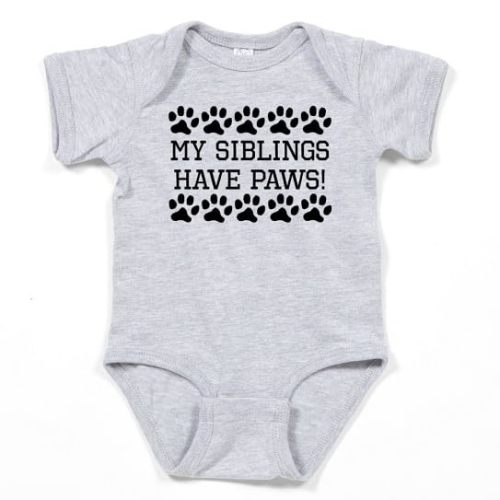 CafePress My Siblings Have Paws Body Suit Infant Baby Bodysuit Romper